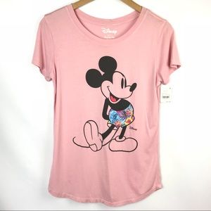 Disney Mickey Mouse Logo T-shirt Pink short sleeve